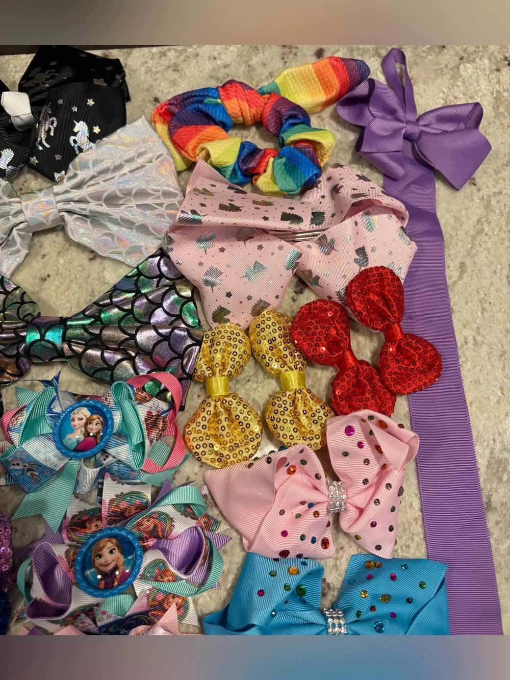 Girls Sequin & Ribbon Hair Bows NEW 36pcs